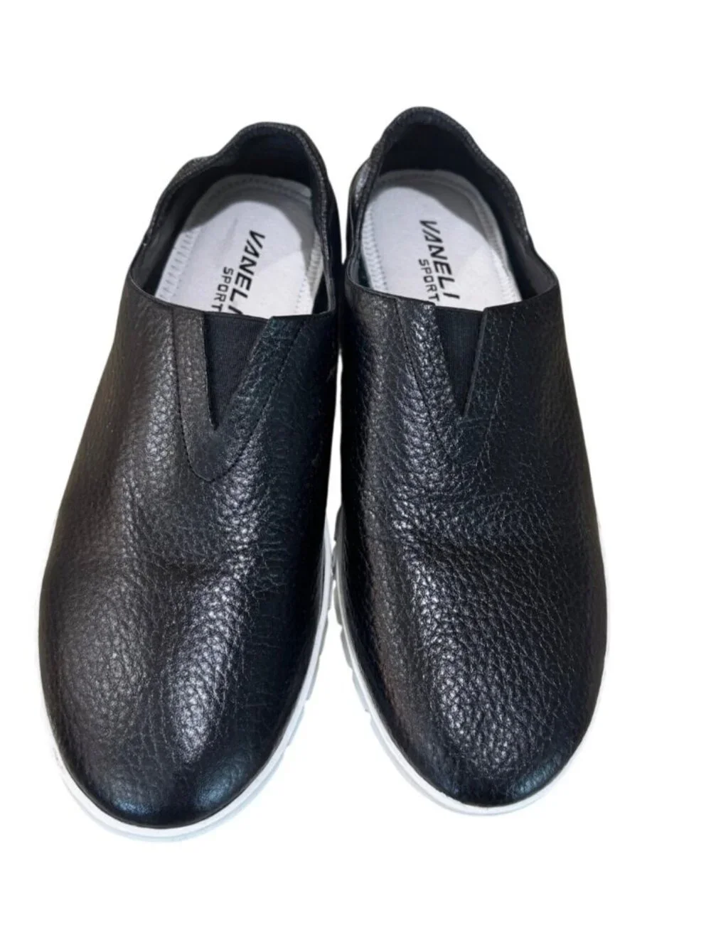 Vaneli Sport Black Leather Slip-On Shoes Athletic Sneakers Women 9N Athleisure
